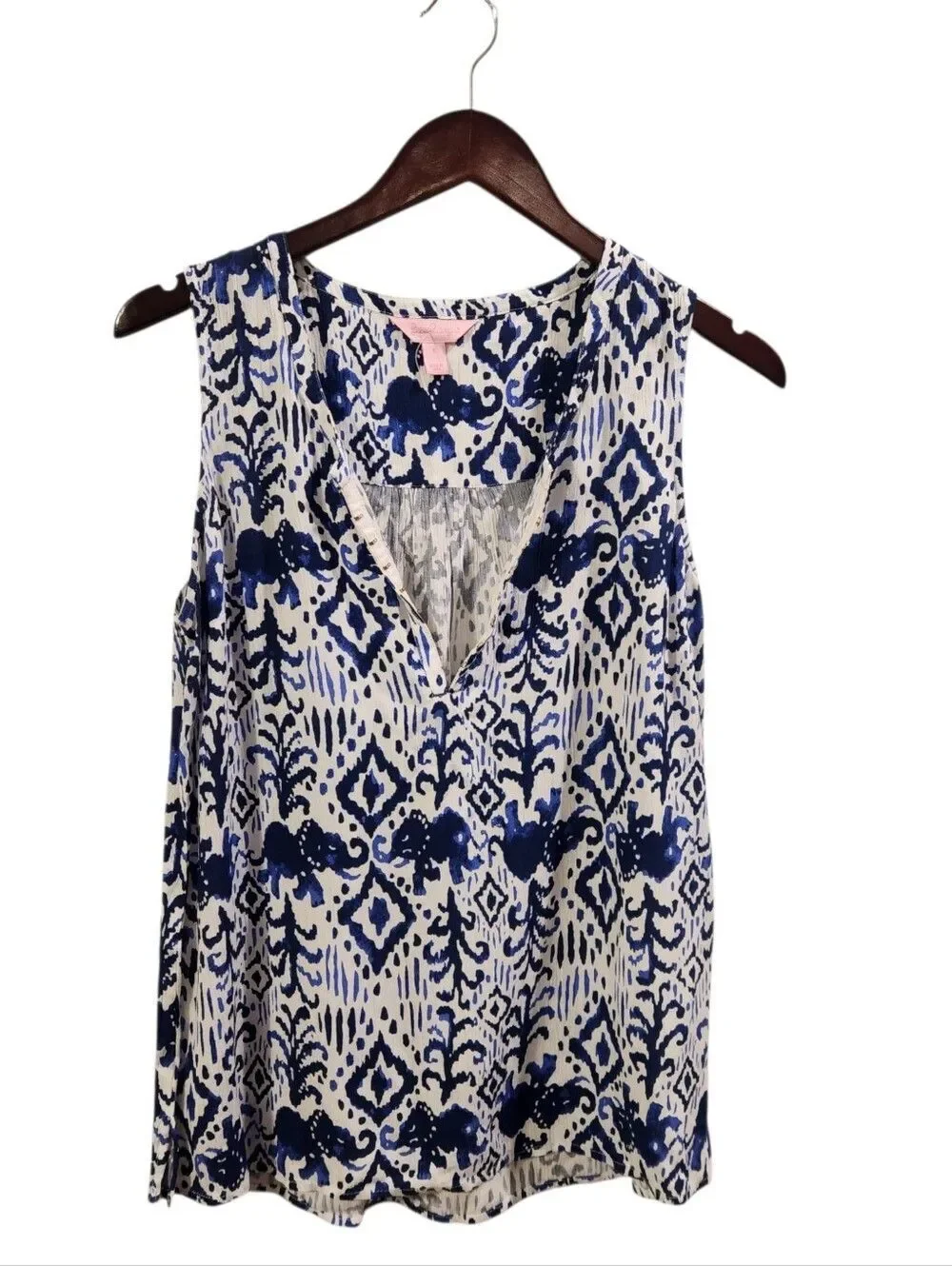 Lilly Pulitzer Larissah Sleeveless Top Size Small Blue White